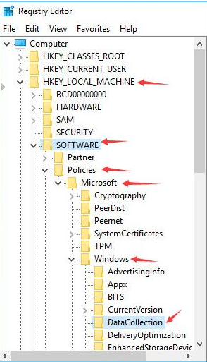 Using Registry Editor to Fix Microsoft compatibility telemetry high disk 1