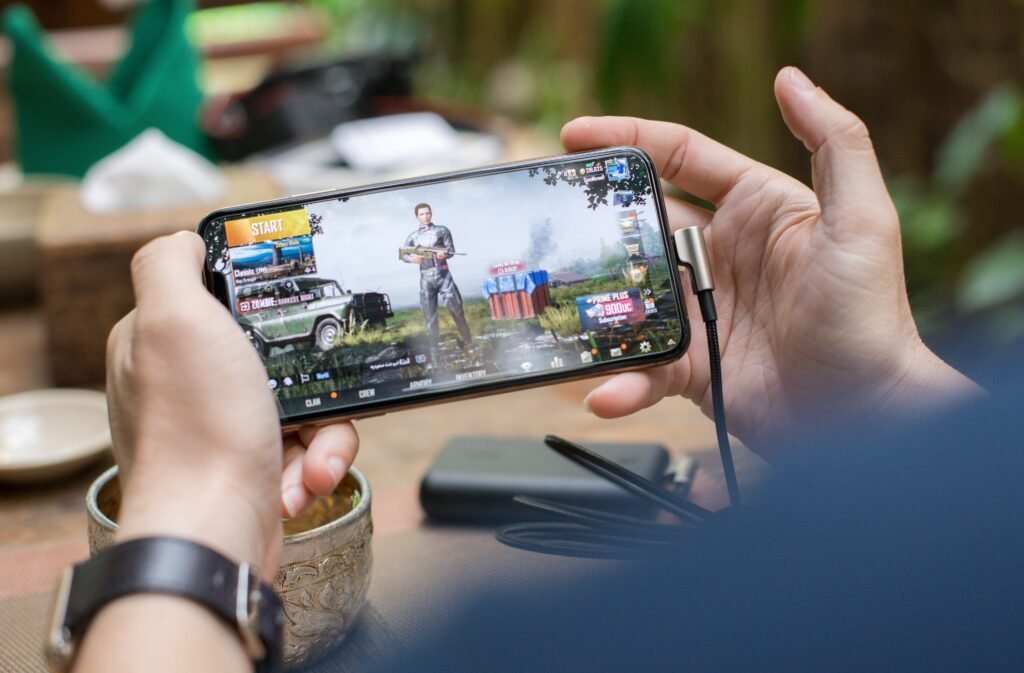 player playing pubg on mobile